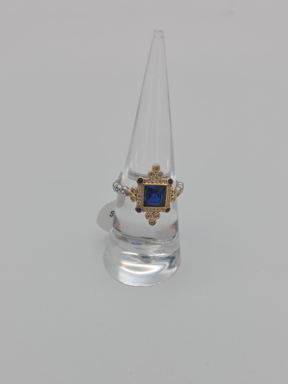 Sapphire CZ Gold & Rhodium Plating Ring